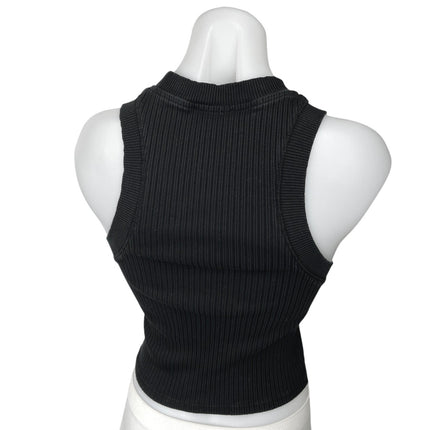 Zara Black High Neck Ribbed Knit Sleeveless Racerback Crop Sweater Tank Top S