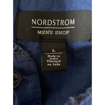 Nordstrom Men's Blue Thermal Waffle Knit Henley Neck Long Sleeve Shirt Top Sz L