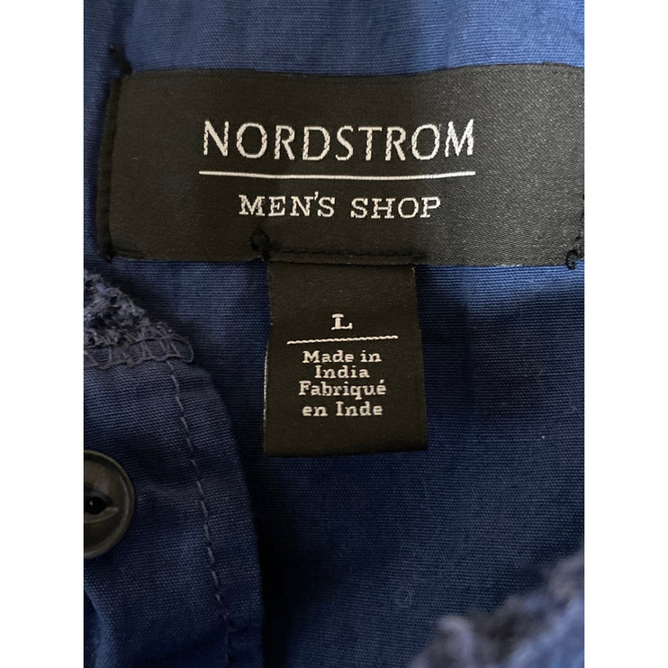 Nordstrom Men's Blue Thermal Waffle Knit Henley Neck Long Sleeve Shirt Top Sz L