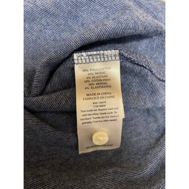 Faherty Mens Blue Collared Button Short Sleeve Performance Golf Polo Shirt Top L