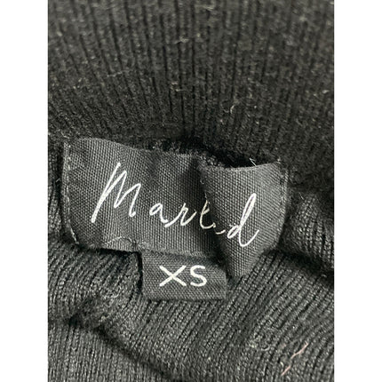 Marled Women's Black Ribbed Knit High Rise Wide Leg Cropped Trousers Pants Sz XS