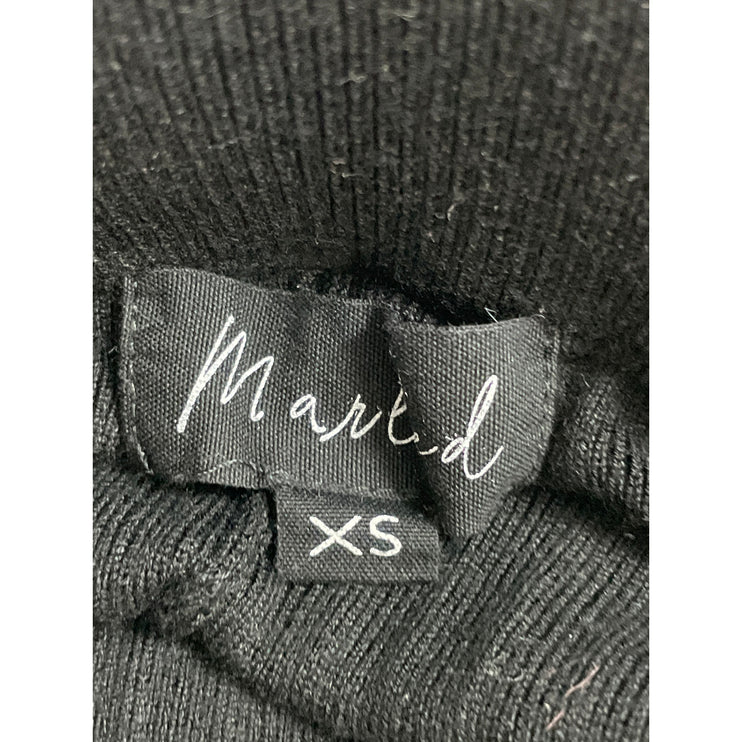 Marled Women's Black Ribbed Knit High Rise Wide Leg Cropped Trousers Pants Sz XS