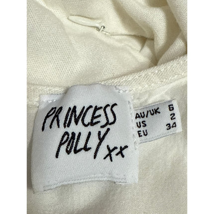 Princess Polly White Sleeveless Cutout Waist Crew Neck Mini Sheath Dress Size 2