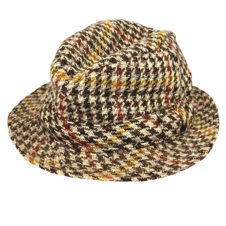 Vintage Unisex Millars Irish Wool Houndstooth Tweed Woven Hipster Bucket Hat