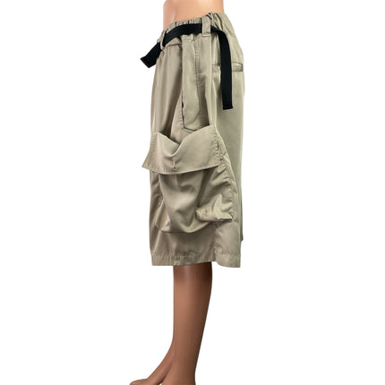 Y-3 Women's Clay Brown Twill Fidlock Belt High Rise Relaxed Cargo Shorts Size S