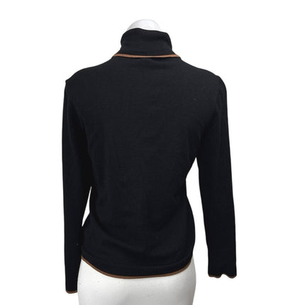 Max Studio Women's Black Tan Long Sleeve Turtleneck Knit Sweater Top Size L