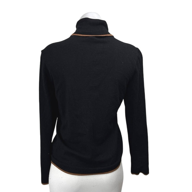 Max Studio Women's Black Tan Long Sleeve Turtleneck Knit Sweater Top Size L