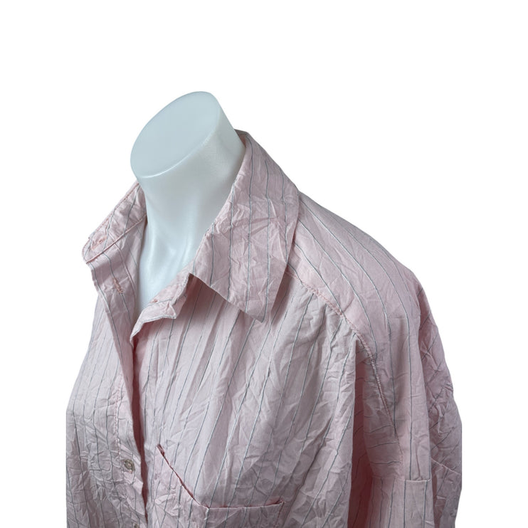 Urban Outfitters BDG Pink Striped Collared Long Sleeve Button Down Shirt Top S