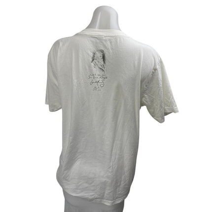 Earth Positive White Cotton Crewneck Short Sleeve Graphic Tee T-shirt Top Size L