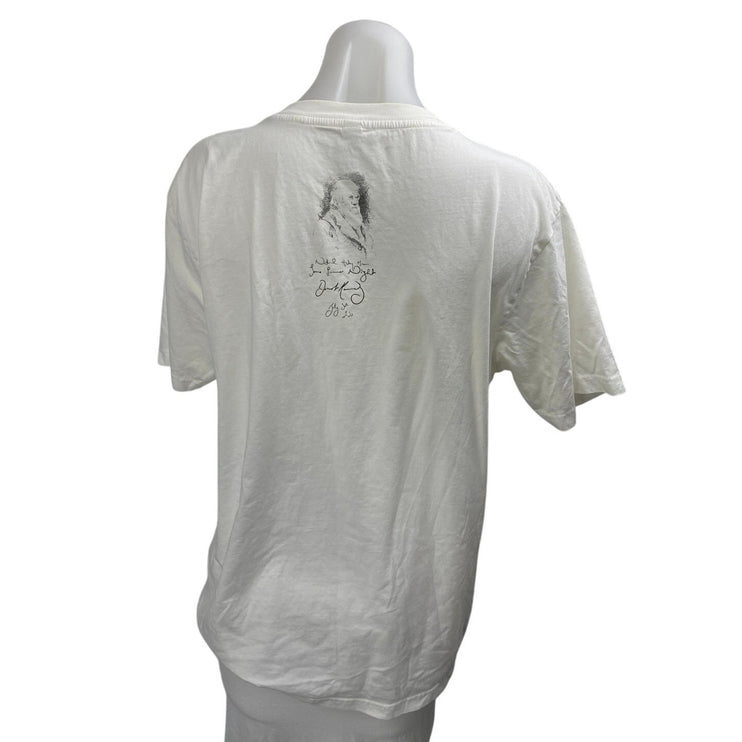 Earth Positive White Cotton Crewneck Short Sleeve Graphic Tee T-shirt Top Size L