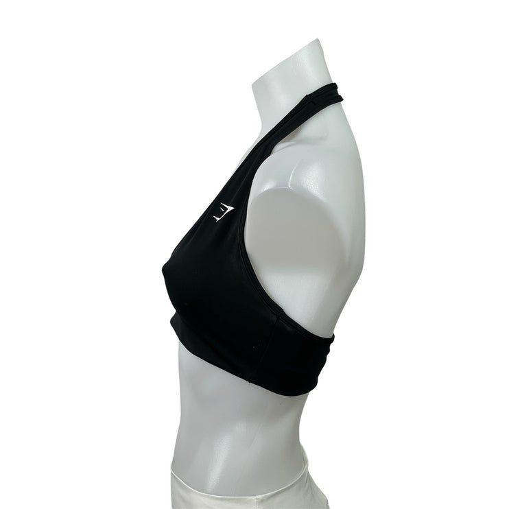 Gymshark Black Halterneck Open Back Workout Gym Yoga Sports Bra Crop Tank Top S