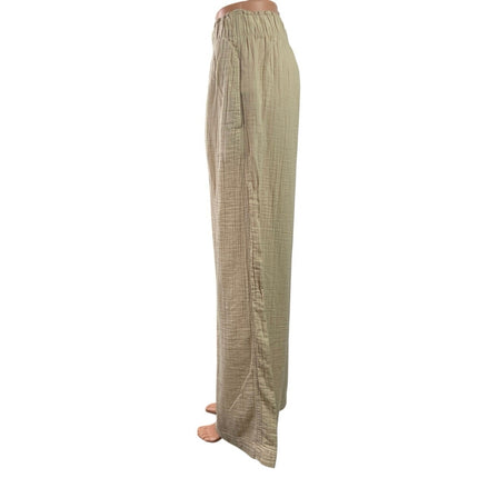 GAP Women's Beige Pleated High Waisted Palazzo Wide Leg Baggy Trousers Pants S