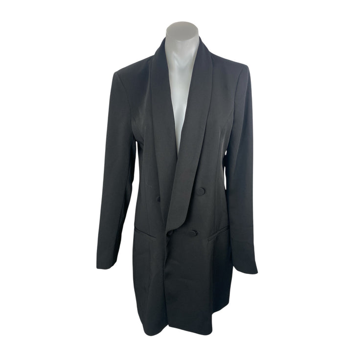 NEW River Island Black Tuxedo Mini Double Breasted Blazer Over Coat Dress Size 4