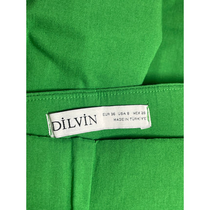 Dilvin Women's Green Split Hem Zip Bootcut High Rise Flare Trousers Pants Size 8
