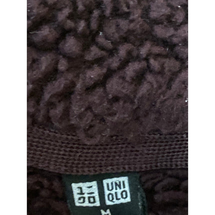 Uniqlo Mens Red Burgundy Furry Fleece Full Zip Long Sleeve Sweater Jacket Size M