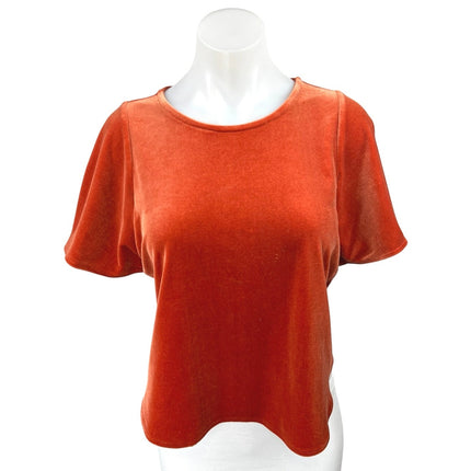 Madewell Women's Orange Velvet Velour Short Sleeve Blouse T-Shirt Top Size XXS