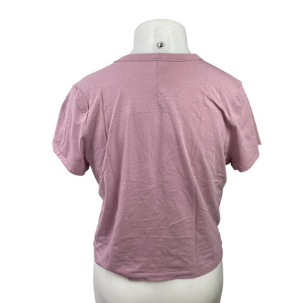 Lululemon Womens Pink Short Sleeves Relaxed Fit Crew Neck Crop Tee T-shirt Sz XL