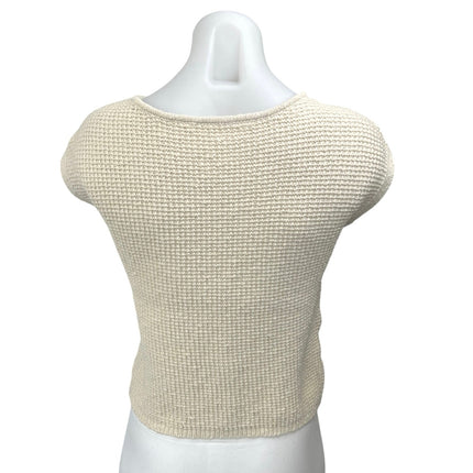 Madewell Cream Beige Waffle Knit Button Up Short Sleeve Cardigan Top Size XS
