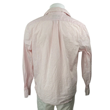 Banana Republic Untucked Men's Pink White Striped Long Sleeve Button Shirt Top L