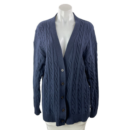 Aritzia Sunday Best Navy Blue Wool Cable Knit Button Up Cardigan Sweater Top M