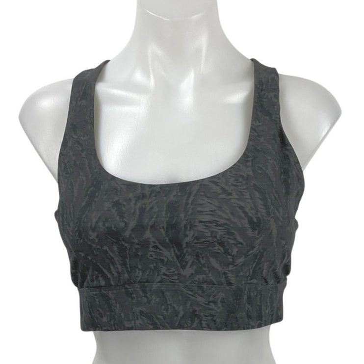 Greyson Black Gray Printed Cross Back Yoga Athletic Sports Bra Crop Top Size M