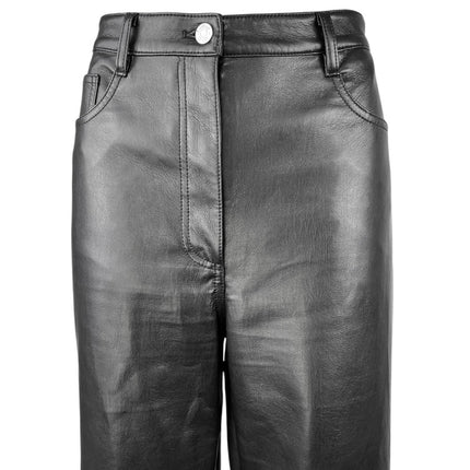 Aritzia Wilfred Women's Black Faux Vegan Leather High Waist Straight Pants Sz 10