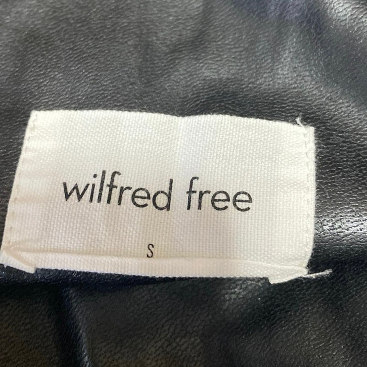 Aritzia Wilfred Free Black Faux Leather Trim High Rise Leggings Pants Size S