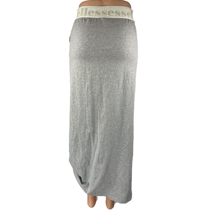 Ellesse Women's Gray High Waisted Ruched Side Maxi Straight Pencil Skirt Size 10