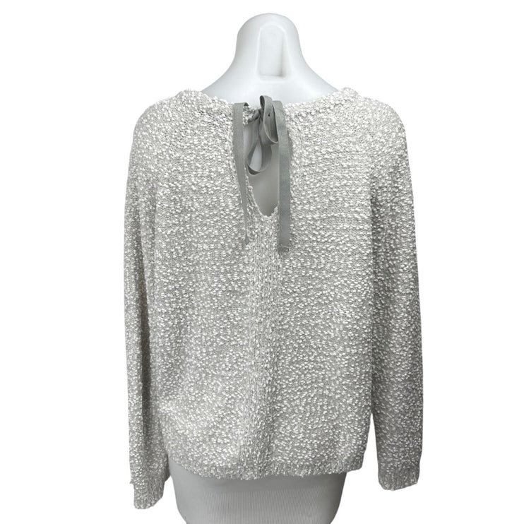 Lilla P Women's Gray Long Sleeve Scoop Neck Sherpa Pullover Sweater Top Size L