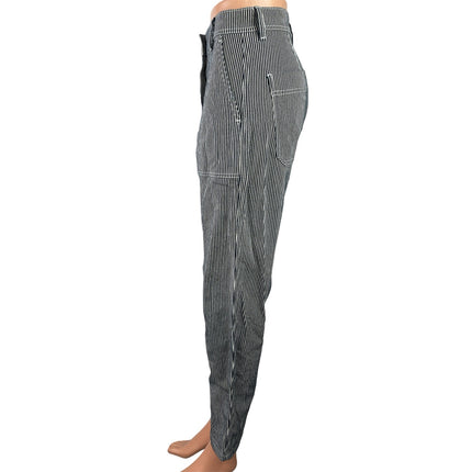 Maison Standards Black White Striped High Waisted Straight Denim Jeans Size 36