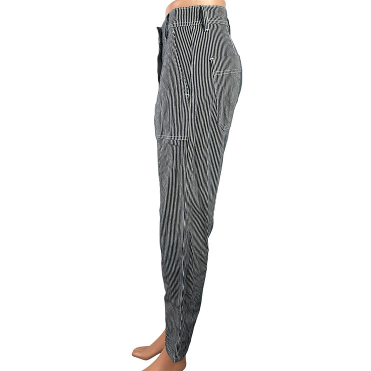 Maison Standards Black White Striped High Waisted Straight Denim Jeans Size 36