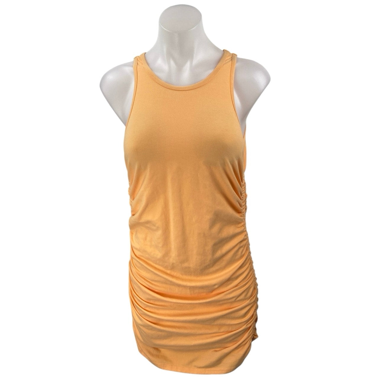strapless open back dress Aritzia TNA Women's Orange Ruched Tie Sleeveless Cami Mini Bodycon Tan –  Brie