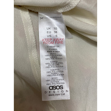 ASOS Design Womens Cream Floral Print V-Neck Long Sleeve Mini A-Line Dress Sz 6