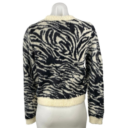 NEW MNG Women's Multicolor Zebra Animal Print Long Sleeve Crop Sweater Top Sz M