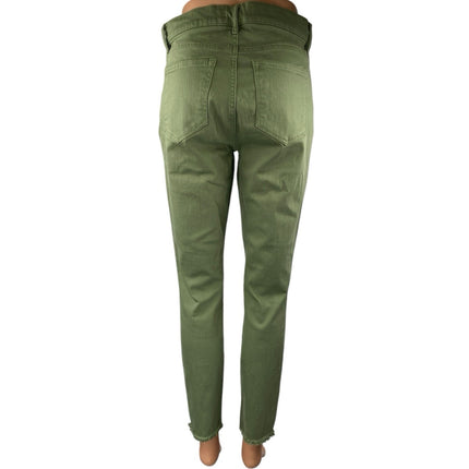 Ann Taylor LOFT Women's Green Mid Rise Skinny Frayed Raw Hem Trousers Pants Sz 2