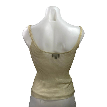 J.Crew Women's Cream Ribbed Knit Semi Sheer Scoop Neck Cami Tank Top Size S