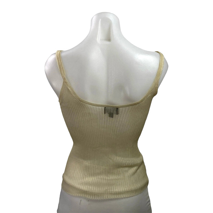 J.Crew Women's Cream Ribbed Knit Semi Sheer Scoop Neck Cami Tank Top Size S