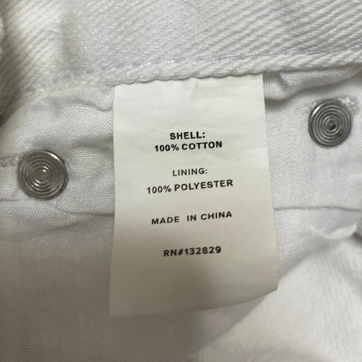 Superdown White Distressed Raw Hem High Waisted Denim Jeans Cutoff Shorts Sz 26