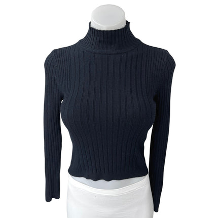 Urban Outfitters Black Ribbed Knit Turtleneck Cropped Pullover Sweater Top M