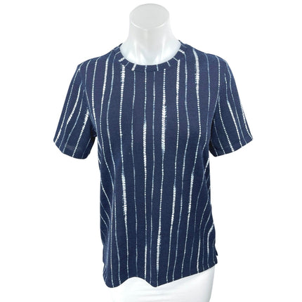 Banana Republic Blue Knit Striped Short Sleeve Crew Neck Blouse T Shirt Top Sz S