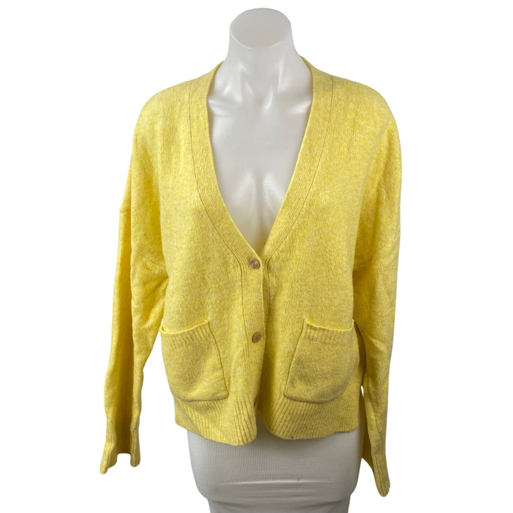 Abercrombie & Fitch Womens Yellow Long Sleeve Button Down Cardigan Sweater Top L