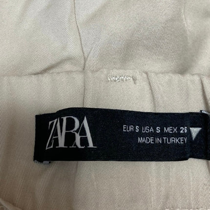 Zara Women's Light Beige Pleated High Waisted A Line Mini Casual Shorts Size S