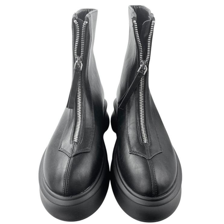 Just Fab Bria Women's Black Faux Leather Zip Up Platform Combat Boots Size 7.5