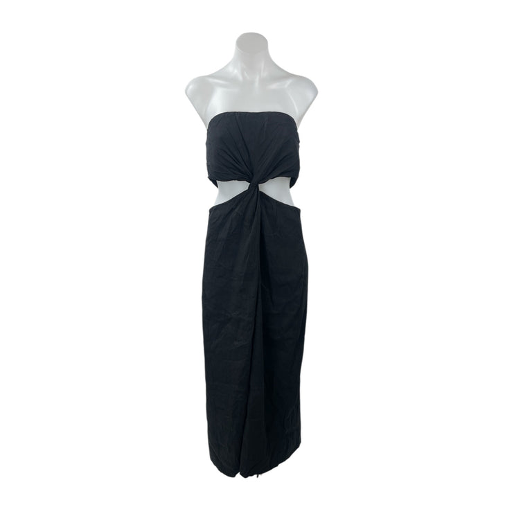 Zara Women's Black Strapless Tube Cutout Sleeveless Slit Pencil Midi Dress XXL