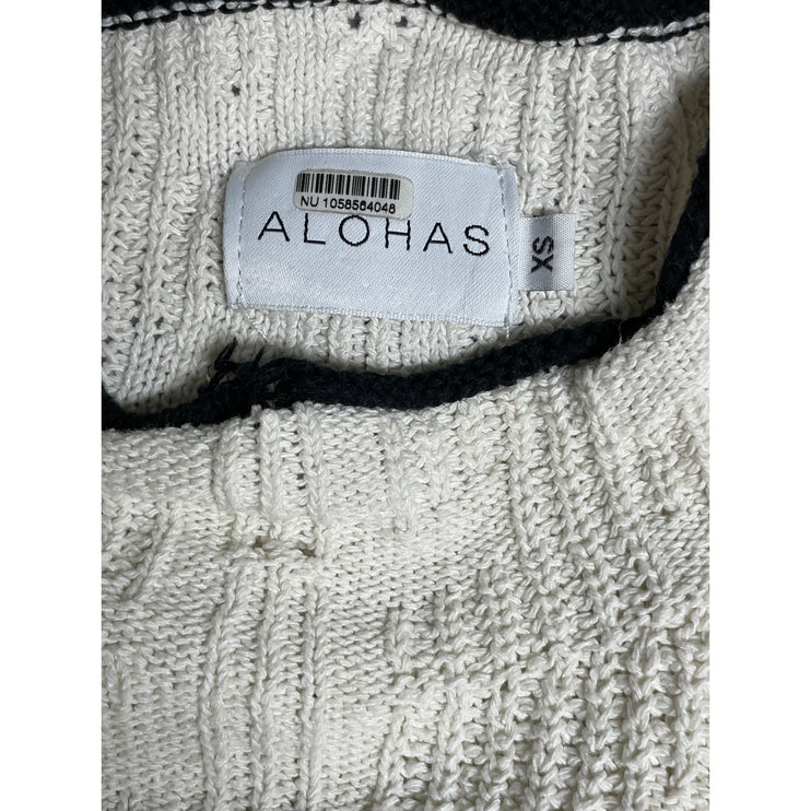 Alohas Women's Beige Knit Sleeveless Mock Neck Tie Shorts 2 Piece Set Size S/XS