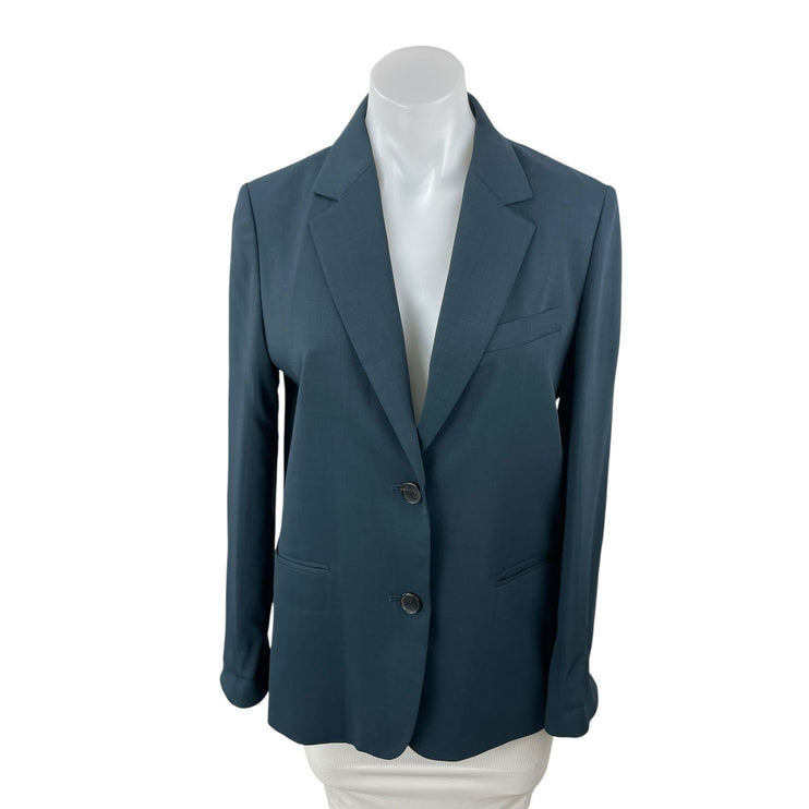 Sistina Blue Notched Collar Long Sleeve Single Breasted Blazer Coat Jacket 4-6