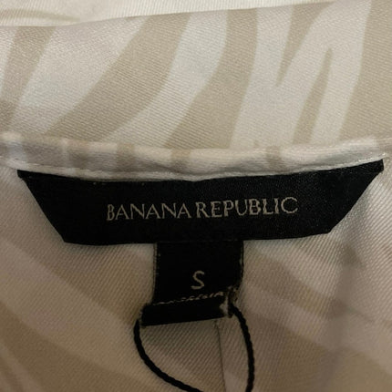Banana Republic Women's White Zebra Animal Print Cap sleeve V-neck Blouse Top S