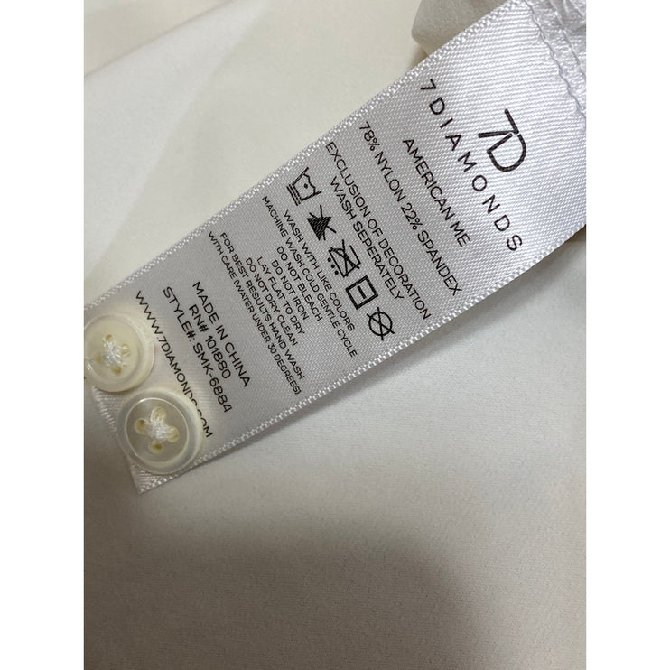 7 Diamonds Men's Cream Collared Short Sleeve Casual Work Button Down Shirt Top M