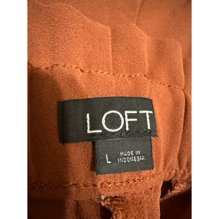 Ann Taylor LOFT Women's Rust Brown Belted Paperbag Cropped Trousers Pants Size L