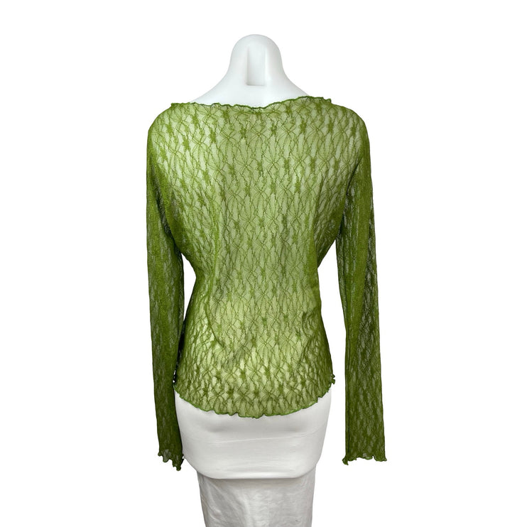 Urban Outfitter Out From Under Green Floral Lace Sheer Long Sleeve Blouse Top XL